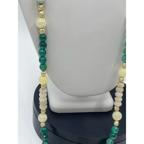 Chicos Green Collection agate,‎ jade amazonite Goldtone Long
Tassel Necklace New - Picture 6 of 16
